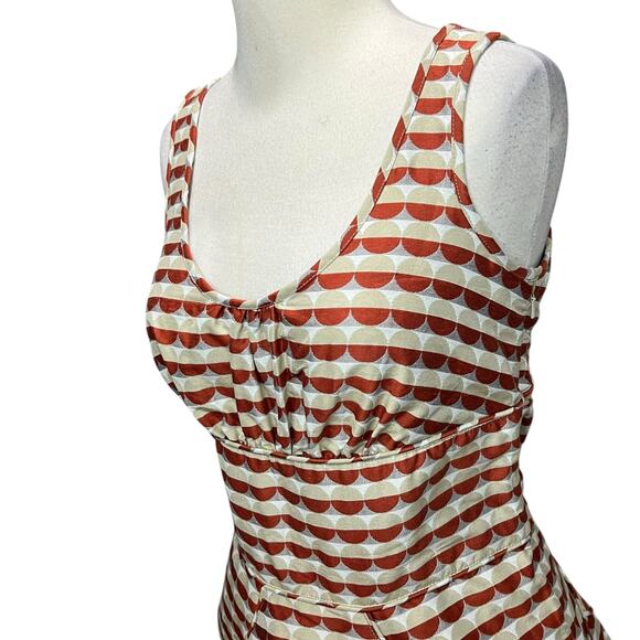 Zac Posen Z Spoke Mini Dress Size 4 Orange Taupe Geometric Stripe Fit Flare RARE - Picture 4 of 16